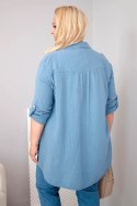 Koszula bawełniana muślinowa Plus Size ciemny jeans