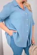 Koszula bawełniana muślinowa Plus Size ciemny jeans
