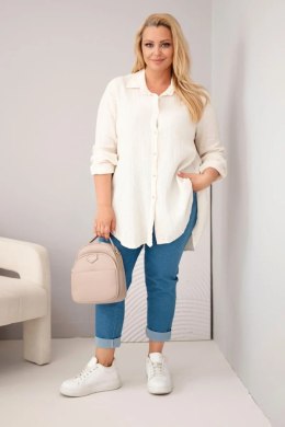 Koszula bawełniana muślinowa Plus Size jasno beżowa