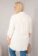 Koszula bawełniana muślinowa Plus Size jasno beżowa