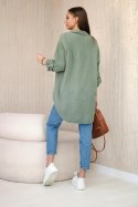 Koszula bawełniana muślinowa oversize khaki