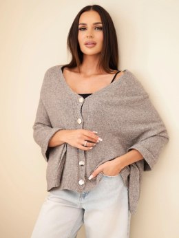 Sweter damski ponczo z baby alpaki z guzikami fango