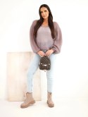 Sweter damski w 70% z kid moheru z dekoltem V o luźnym fasonie fango