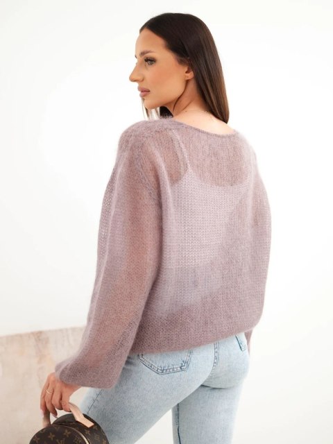 Sweter damski w 70% z kid moheru z dekoltem V o luźnym fasonie fango