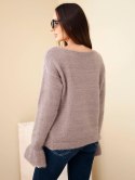 Sweter damski z moherem i wełną z falbaną przy rękawach fango