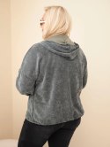 Bluza damska Plus Size sztruksowa z kapturem i zamkiem oversize khaki