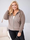 Bluza damska bawełniana Plus Size z dzianinowymi rękawami i kapturem fango