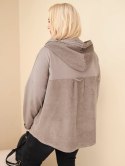 Bluza damska bawełniana Plus Size z kapturem i guzikami fango