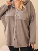 Bluza damska bawełniana Plus Size z kapturem i guzikami fango