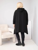 Bluza damska bawełniana Plus Size z kapturem i plecioną wstawką czarna