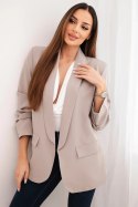 Marynarka z klapami elegancka ciemno beżowa