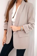 Marynarka z klapami elegancka ciemno beżowa