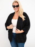 Sweter damski Plus Size z kieszeniami bez zapięcia czarny