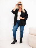 Sweter damski Plus Size z kieszeniami bez zapięcia czarny