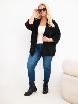 Sweter damski Plus Size z kieszeniami bez zapięcia czarny