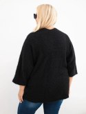 Sweter damski Plus Size z kieszeniami bez zapięcia czarny