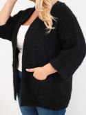 Sweter damski Plus Size z kieszeniami bez zapięcia czarny