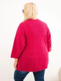 Sweter damski Plus Size z kieszeniami bez zapięcia fuksja