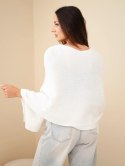 Sweter damski ponczo z baby alpaki z guzikami ecru