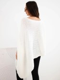 Sweter damski ponczo z moherem asymetryczny z szerokim dekoltem ecru