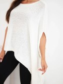 Sweter damski ponczo z moherem asymetryczny z szerokim dekoltem ecru
