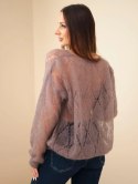Sweter damski w 80% z moheru ażurowy z dekoltem V fango