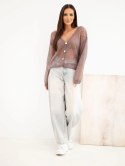 Sweter damski w 80% z moheru ażurowy zapinany na guziki fango