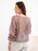 Sweter damski w 80% z moheru ażurowy zapinany na guziki fango