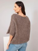 Sweter damski z krótkim rękawem i szerokim dekoltem fango