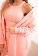 Komplet 3-częściowy bluza, top i legginsy morelowy