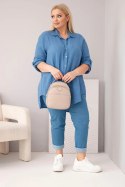 Koszula bawełniana muślinowa Plus Size jeansowa