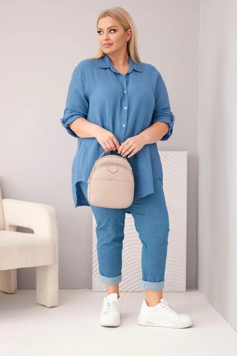 Koszula bawełniana muślinowa Plus Size jeansowa