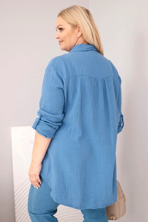 Koszula bawełniana muślinowa Plus Size jeansowa