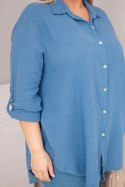 Koszula bawełniana muślinowa Plus Size jeansowa