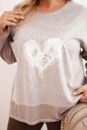 Bluza damska Plus Size bawełniana z nadrukiem serca i troczkami fango