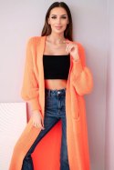 Sweter długi kardigan pomarańczowy neon