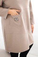 Sukienka damska Plus Size masełko z kieszenią i rękawem 3/4 fango