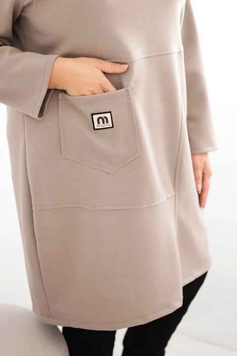 Sukienka damska Plus Size masełko z kieszenią i rękawem 3/4 fango