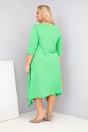 Sukienka damska bawełniana Plus Size z asymetrycznym dołem jasno zielona