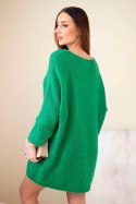 Sukienka swetrowa damska Plus Size wełniana z dekoltem V zielona