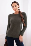 Sweter damski z baby alpaki z długim rękawem khaki