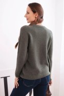 Sweter damski z baby alpaki z długim rękawem khaki