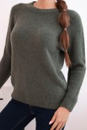 Sweter damski z baby alpaki z długim rękawem khaki