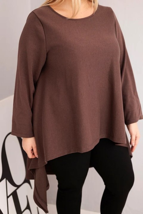 Tunika damska Plus Size bawełniana o asymetrycznym kroju brązowa