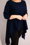 Tunika damska Plus Size bawełniana o asymetrycznym kroju granatowa