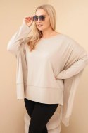 Tunika damska Plus Size z bawełny z asymetrycznym dołem beżowa