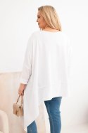 Tunika damska Plus Size z bawełny z asymetrycznym dołem biała