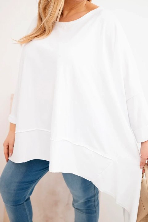Tunika damska Plus Size z bawełny z asymetrycznym dołem biała