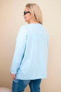 Bluzka damska bawełniana Plus Size z frędzlami niebieska