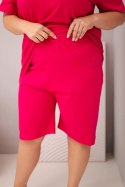 Komplet damski bawełniany Plus Size z bluzką i spodenkami fuksja